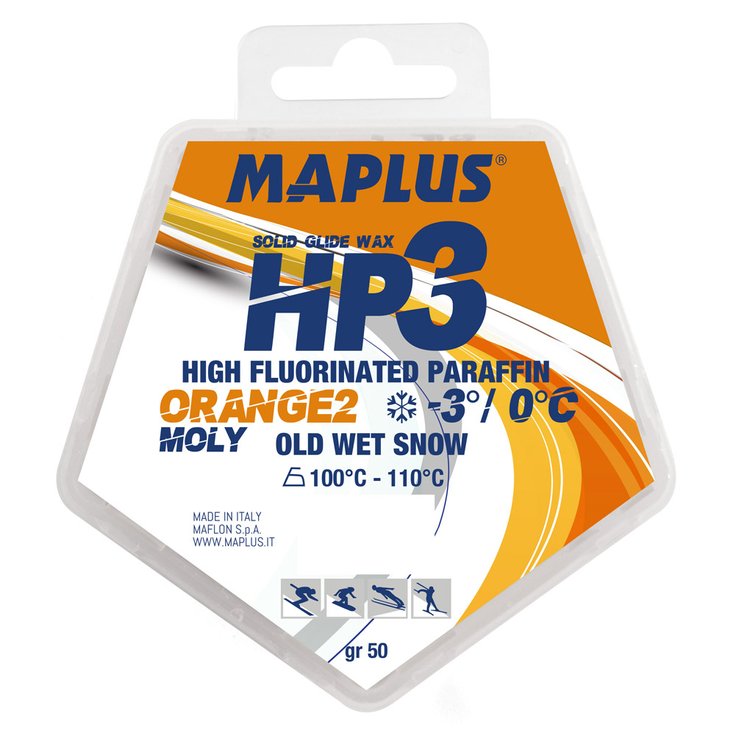 Maplus Langlaufski-Gleitwachs HP3 Orange 2 Moly - Hot Additive 50gr Präsentation