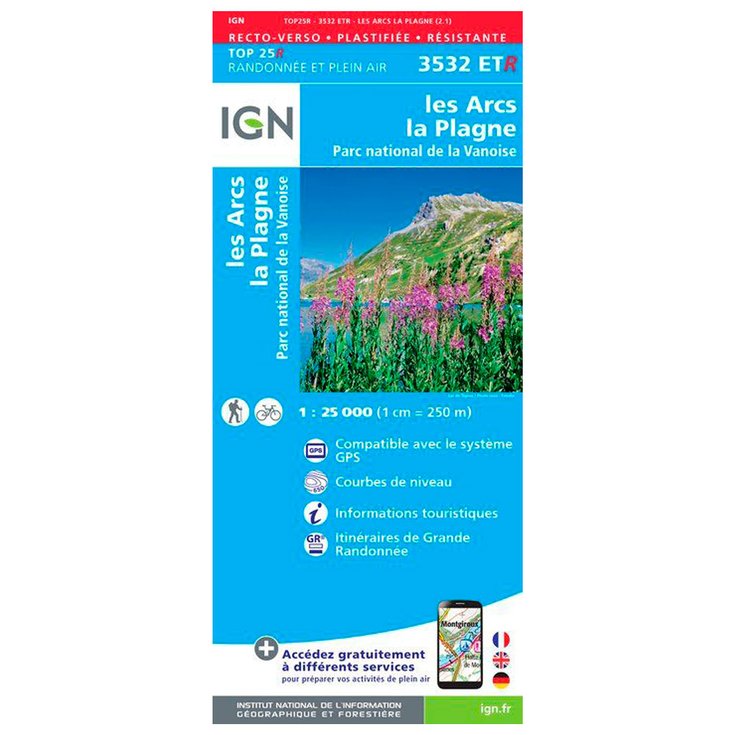IGN Carte 3532ETR les Arcs, la Plagne, Parc national de la Vanoise - Résistante Présentation