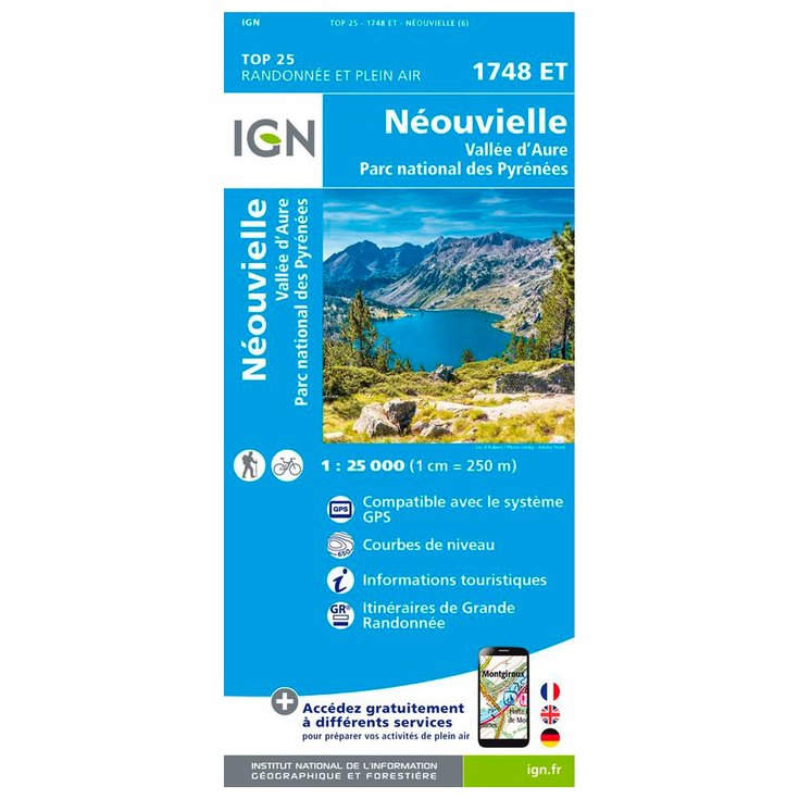 IGN Map 1748ET Neouvielle Vallée d'Aure PN des Pyrénées Overview