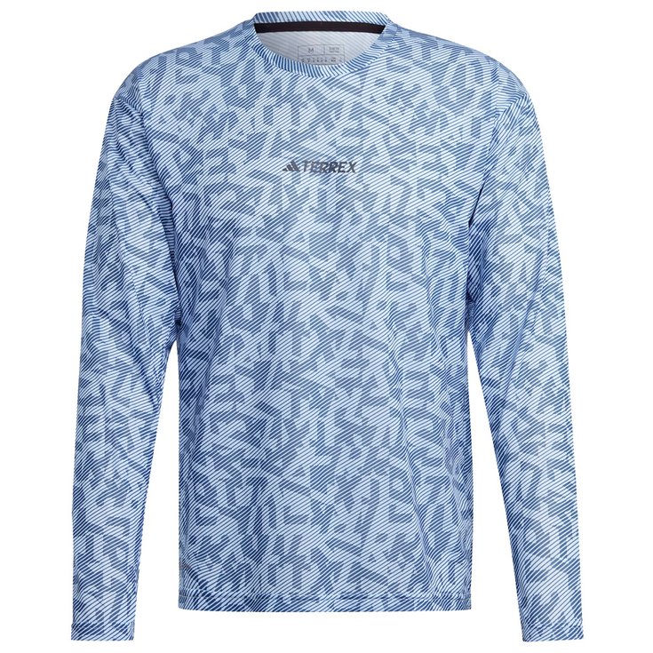 adidas Trail T-shirt Agravic Longsleeve Trail GFX Blue Dawn Wonder Steel Voorstelling