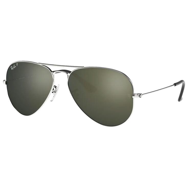 Ray Ban Sunglasses RB3025 Aviator Polished Silver Grey Polarized Overview