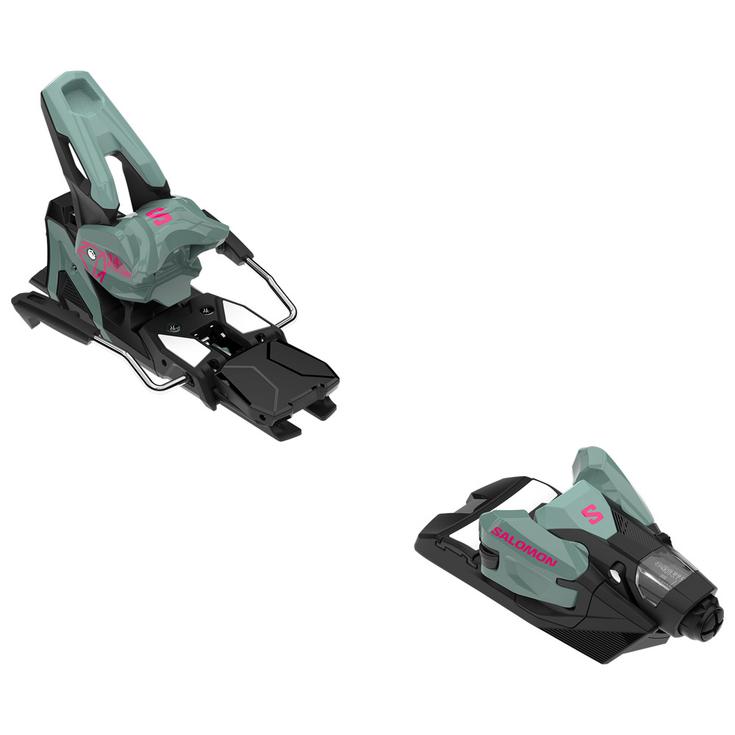 Salomon Fijaciones esquí N Strive 14 Gw Iceberg Green Black Sachet Pink D90 Presentación