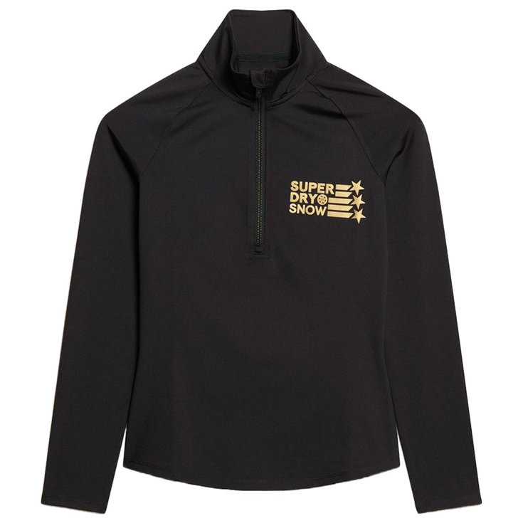Superdry Technische onderkleding Logo Baselayer Halfzip Top Black Voorstelling