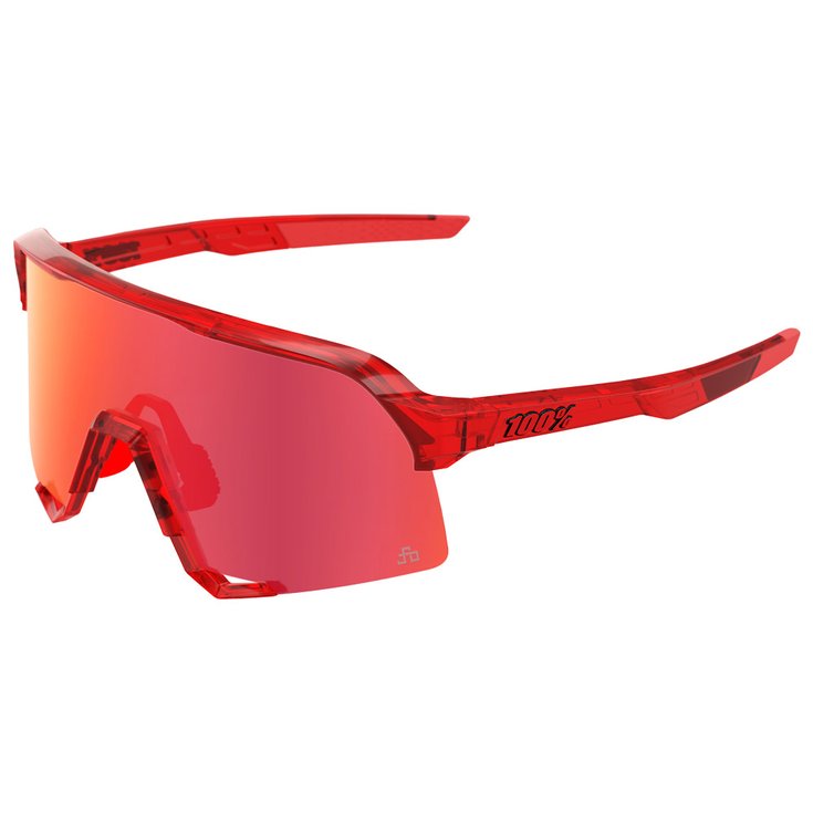 100 % Gafas S3 Peter Sagan Limited Edition Gloss Translucent Red Hiper Red Mirror Presentación