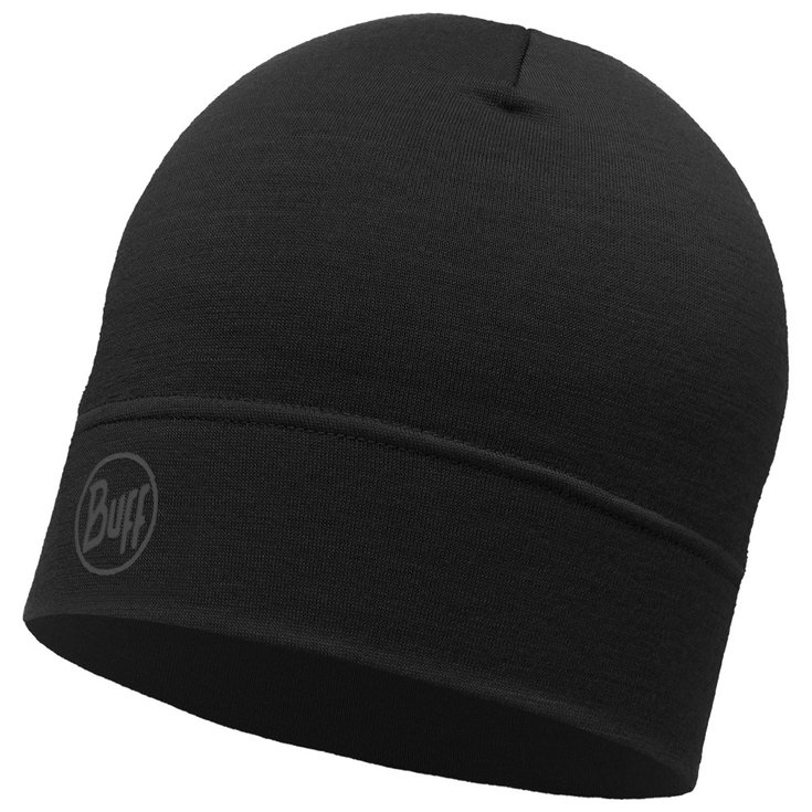 Buff Mutsen Merino Lightweight Beanie Solid Black Voorstelling