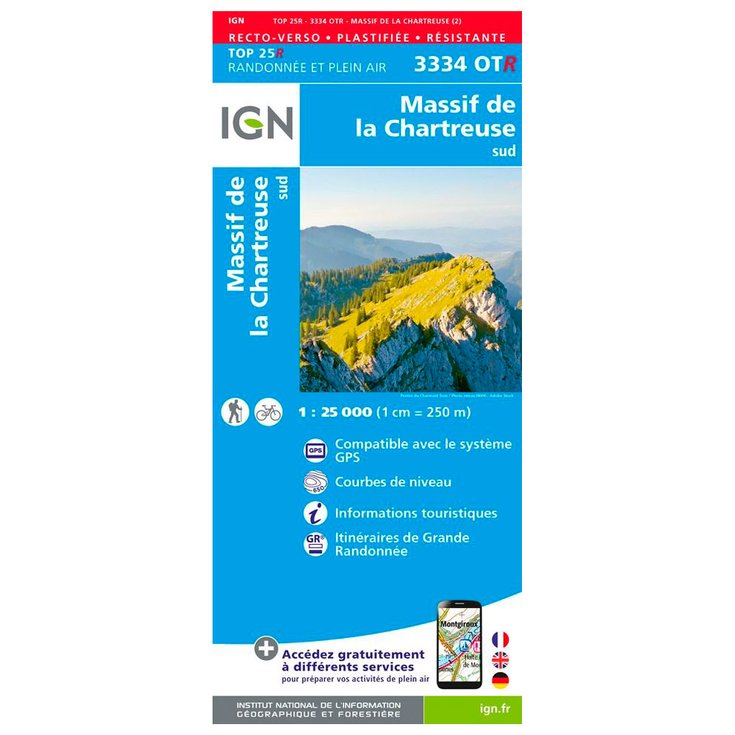 IGN Map 3334OT Massif de la Chartreuse Sud Overview