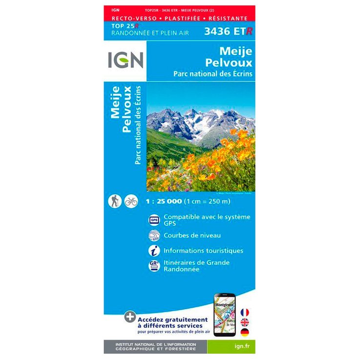 IGN Karte 3436ETR Meije, Pelvoux, Parc national des Ecrins - Résistante Präsentation