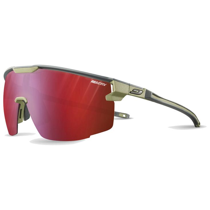 Julbo Occhiali da sole Ultimate Mat Gris Foncé Vert Army Reactiv 0-3 High Contrast Presentazione