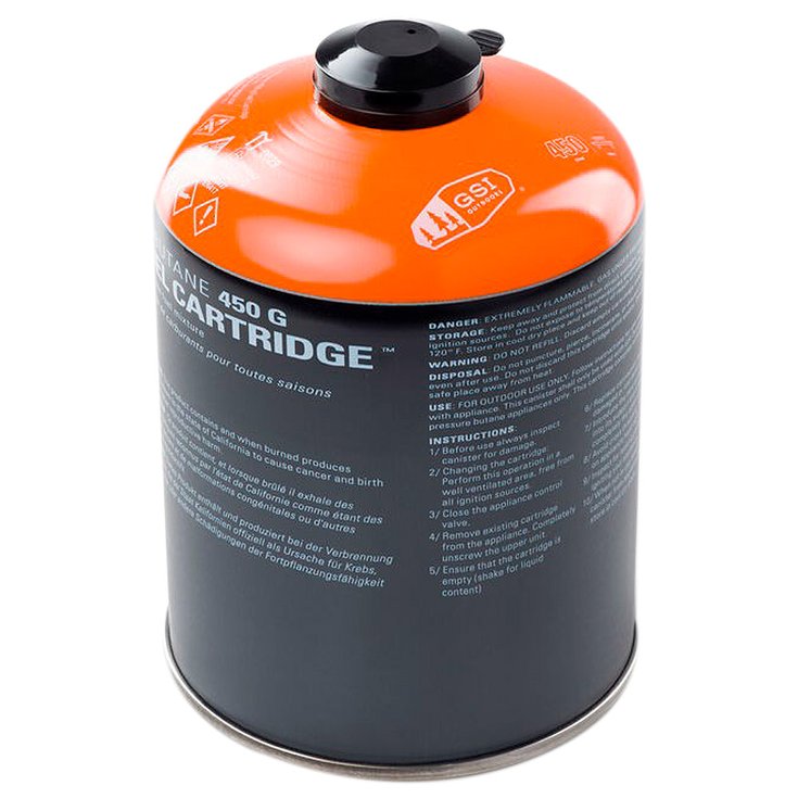 GSI Outdoor Combustible 450G Iso-Butane Gas Canister Orange Noir Présentation