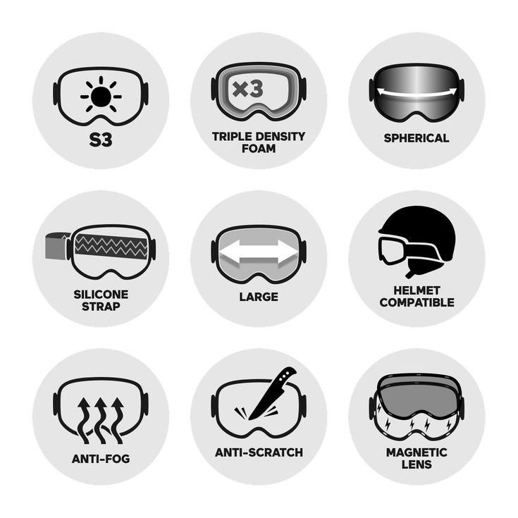 Red Bull Spect Goggles Magnetron Matt Black Gold Smoke Frozen Gold Keypoints