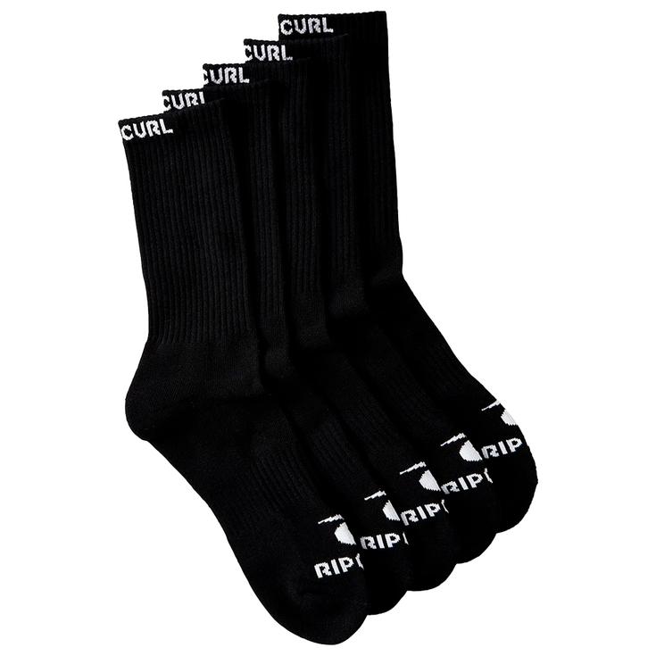 Rip Curl Brand Crew Sock 5-Pk Black 