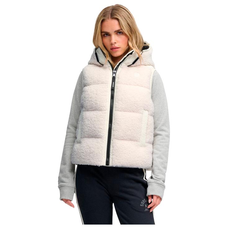 Superdry Doudoune sans manches Borg Baffle Chalk White Présentation