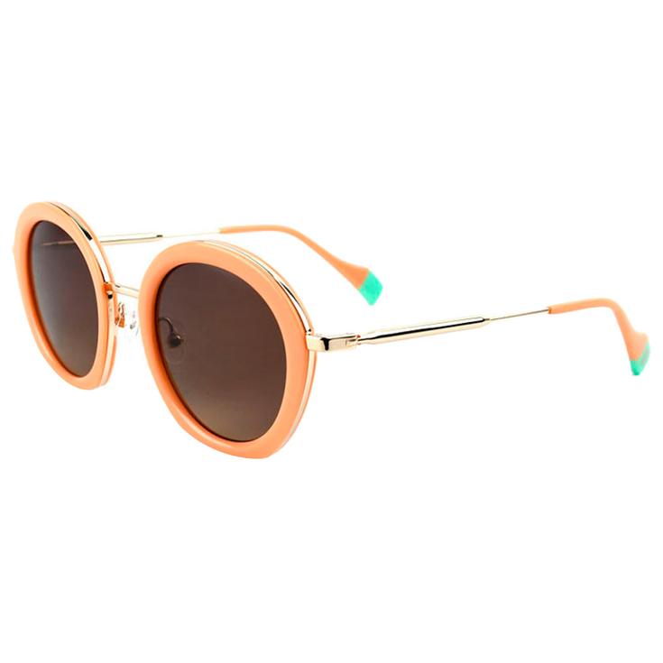 Binocle Eyewear Sonnenbrille Olivia Shiny Gold Peach Gradient Grey Polarized Präsentation