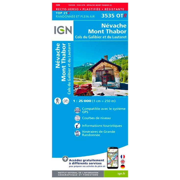 IGN Carte 3535OTR Névache, Mont Thabor, Cols du Galibier et du Lautaret - Résistante Presentazione