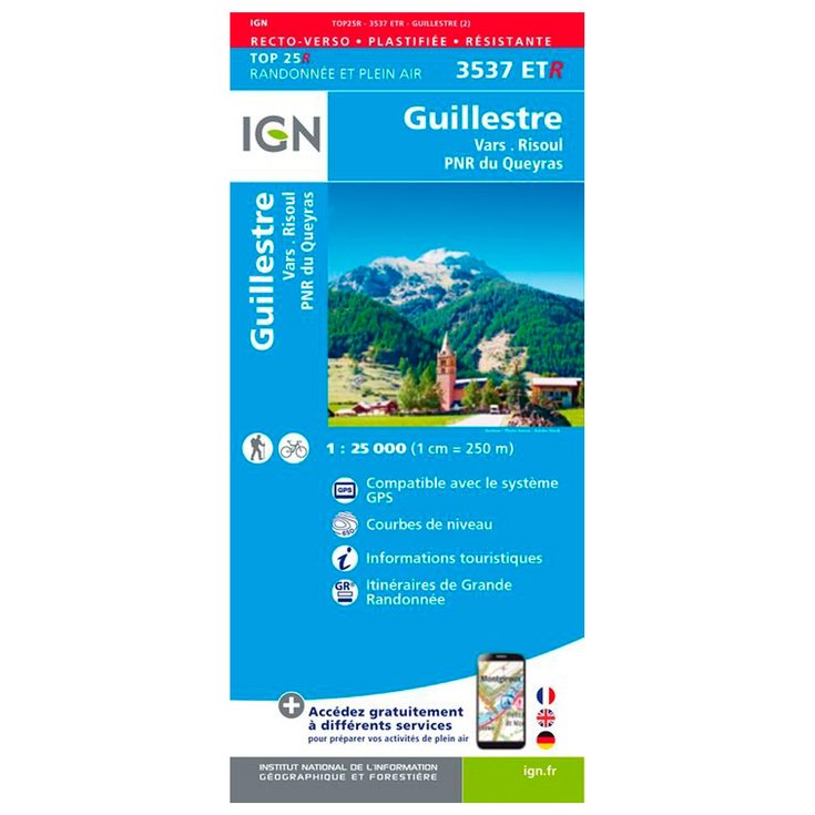 IGN Carte 3537ETR Guillestre, Vars, Risoul, PNR du Queyras - Résistante Présentation