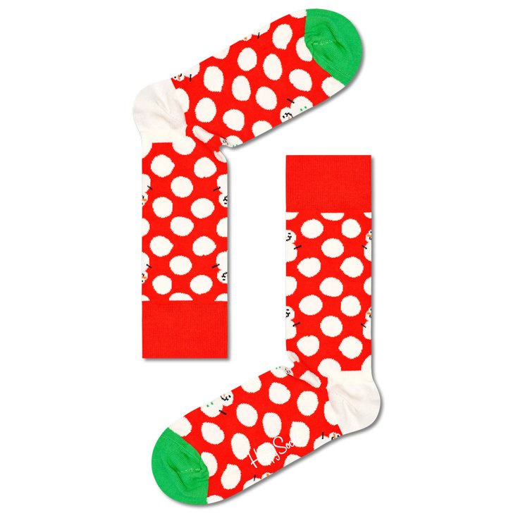 Happy Socks Chaussettes Big Dot Snowman Rouge Présentation