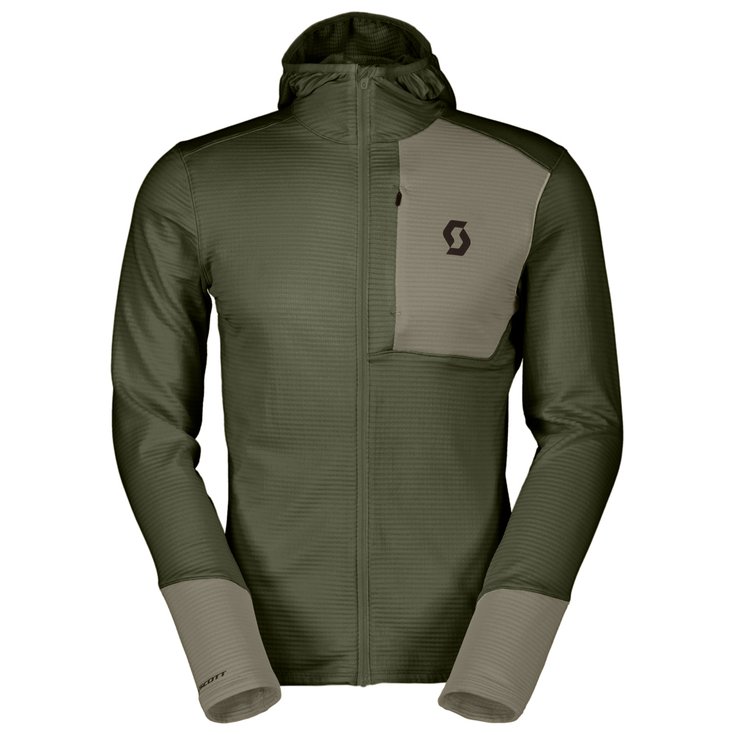 Scott Pile Defined Light Hoody Douglas Green Dust Grey Presentazione