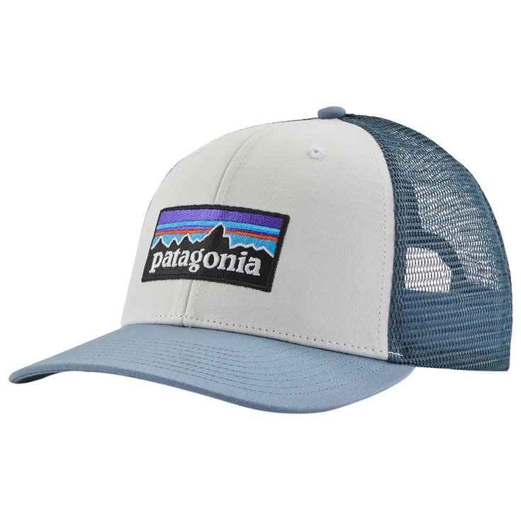 Patagonia Berretto P-6 Logo Trucker Hat White Light Plume Grey Presentazione