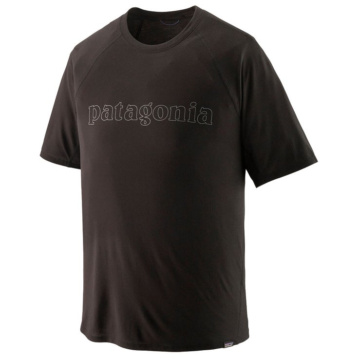 Patagonia Tee-shirt de trail M's Cap Cool Trail Graphic Shirt Outline Text Logo Black Présentation
