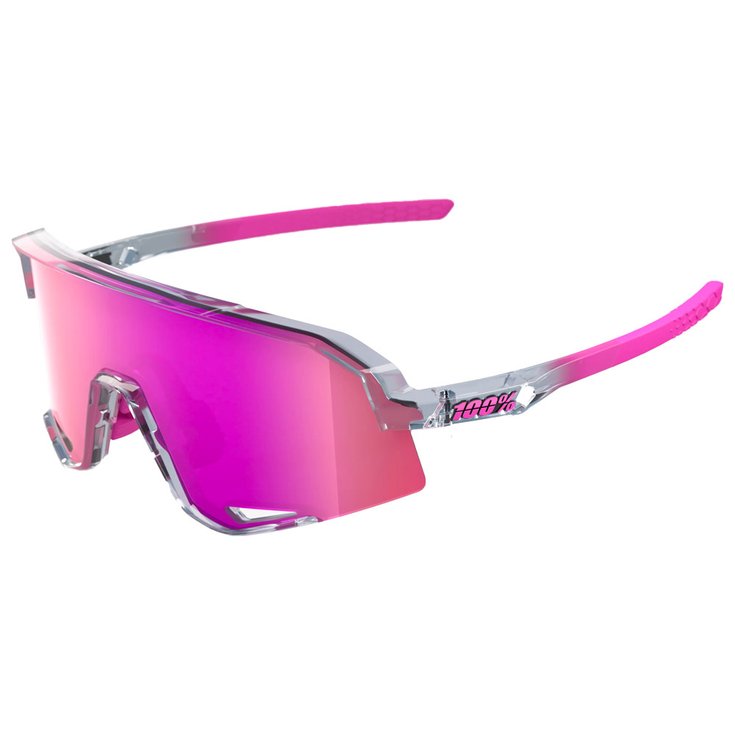 100% Sunglasses Slendale Polished Translucent Grey Purple Multilayer Mirror Lens Overview