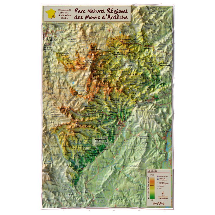 Geo Relief Mapa 3D Le Parc Naurel Régional des Mons d'Ardèche Presentación