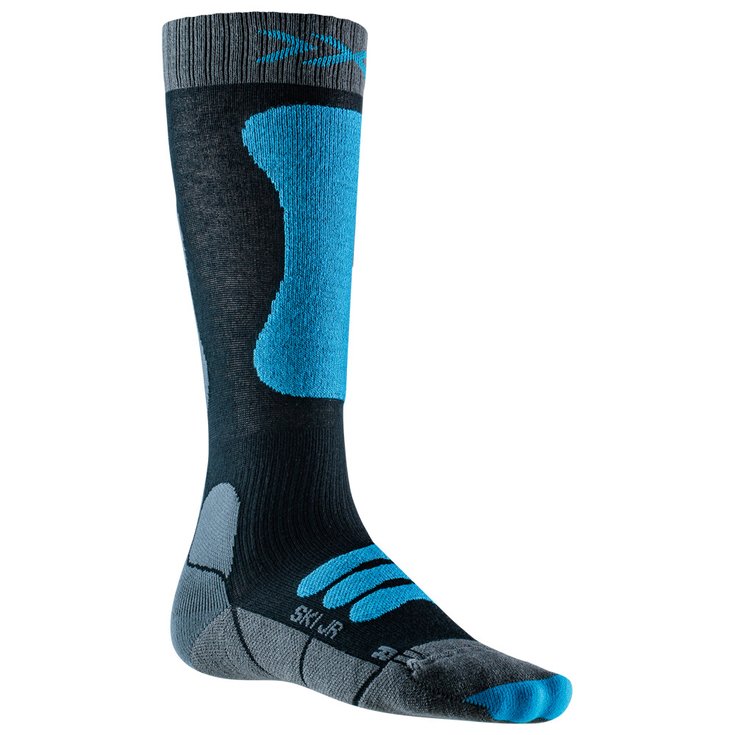 X Socks Sokken Ski Junior 4.0 Anthracite Melange Galactic Blue Voorstelling