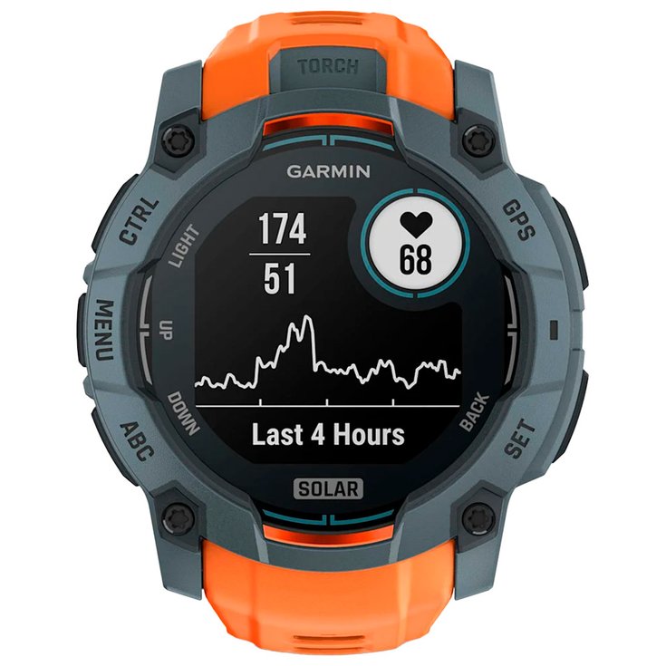 Garmin GPS watch Instinct 3 Solar Bleu Crépuscule Avec Bracelet Orange Overview