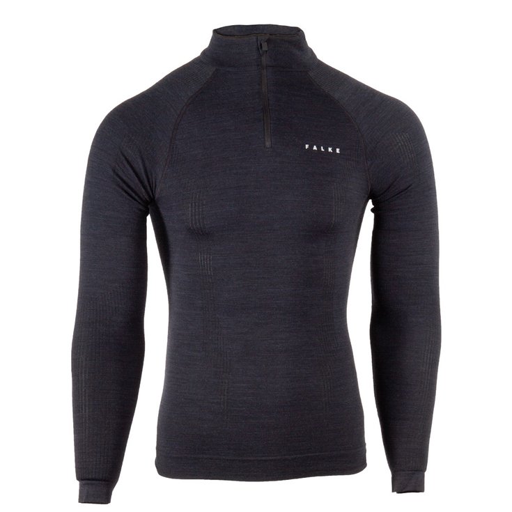 Falke Funktionsunterwäsche Wool Tech Zip Shirt Regular Fit Black Präsentation