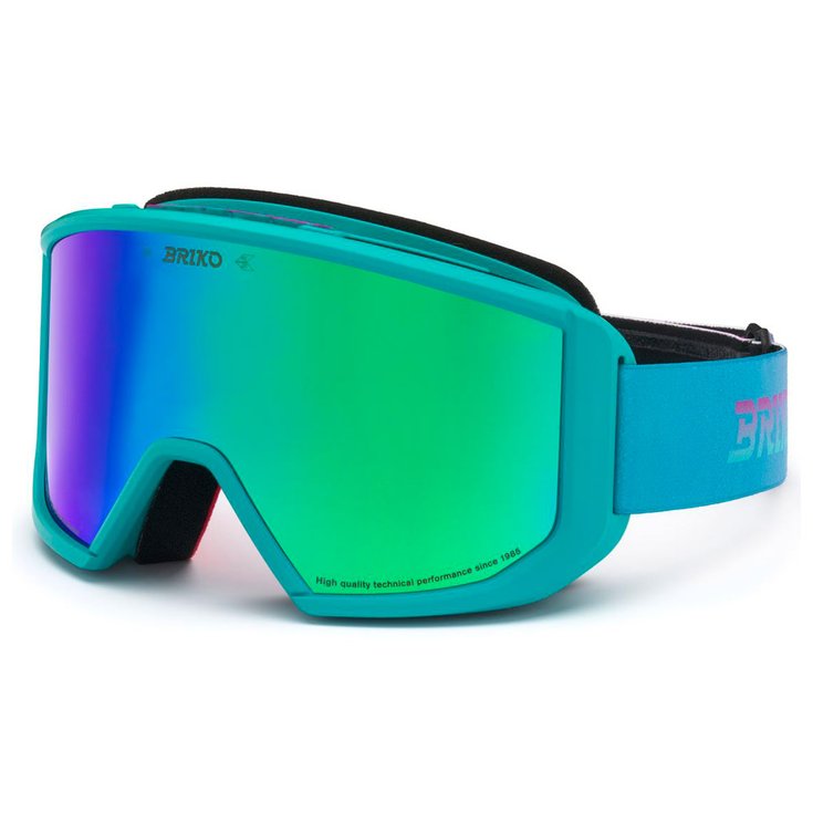 Briko Skibrille Vulcano Mask Sharp Lite Shaped Blue Violet Smoke Base Green Mirror Präsentation