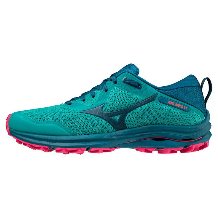 Mizuno Trail shoes Wave Rider TT Wmn Lagoon Maroccan blue Pink Peacock Overview