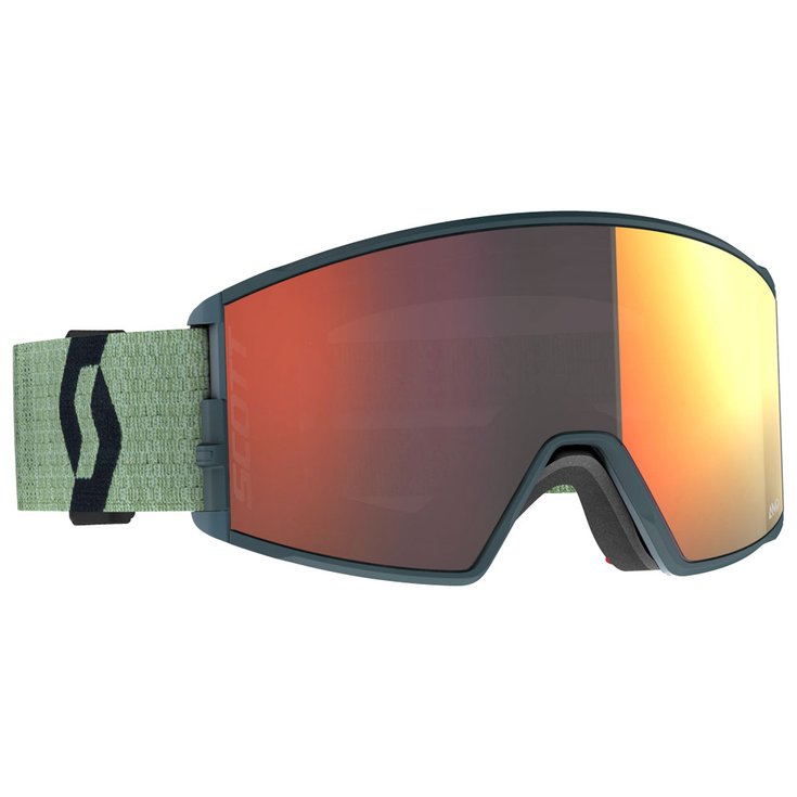 Scott Máscaras React Soft Green Black Solar Red Chrome + Amp Pro Green Presentación