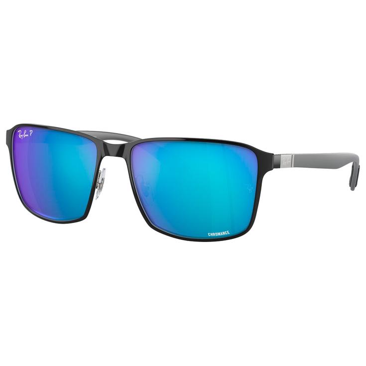 Ray Ban Sunglasses RB3721 Polished Black Silver Chromance Polar Blue Overview