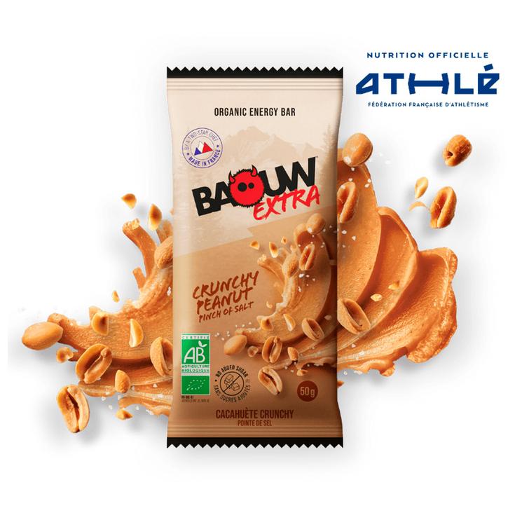 Baouw Energiereep Extra Bio 50 g Cacahuète Crunchy Voorstelling