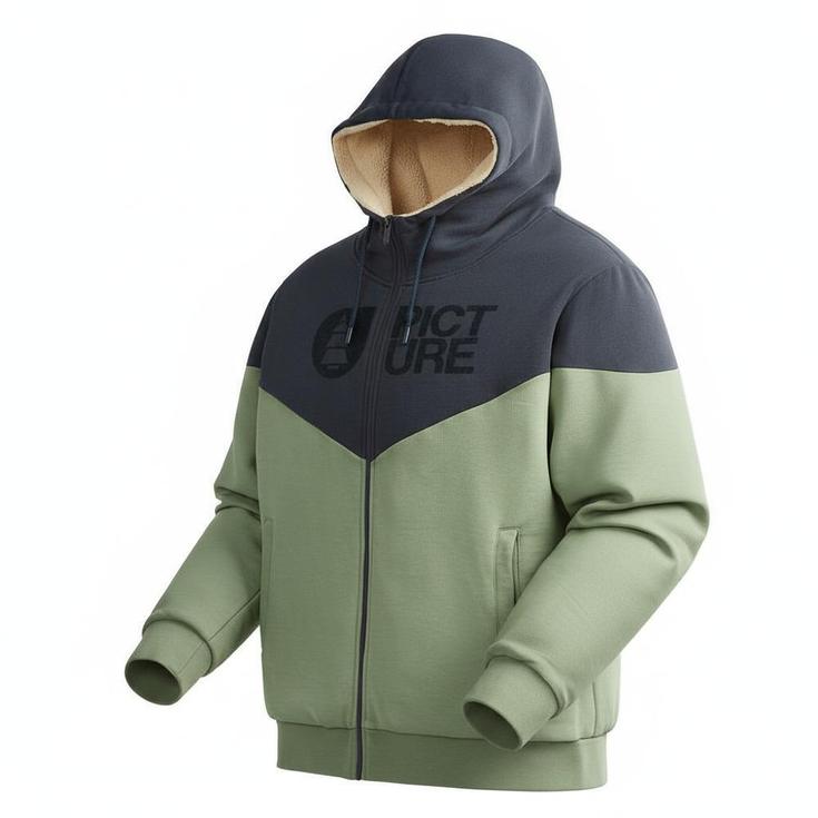 Picture Sweat Basement Plush Zip Dark Blue Green Spray Présentation