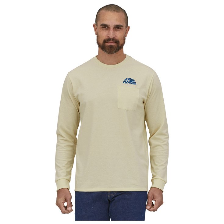Patagonia Tee-shirt M's Long Sleeved Maintain Momentum Pocket Responsibili-Tee Birch White Présentation