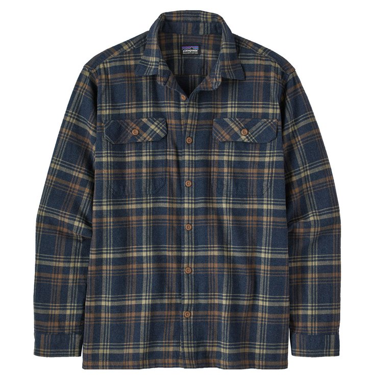 Patagonia Overhemden Long Sleeved Organic Cotton Flannel Drifted New Navy Voorstelling