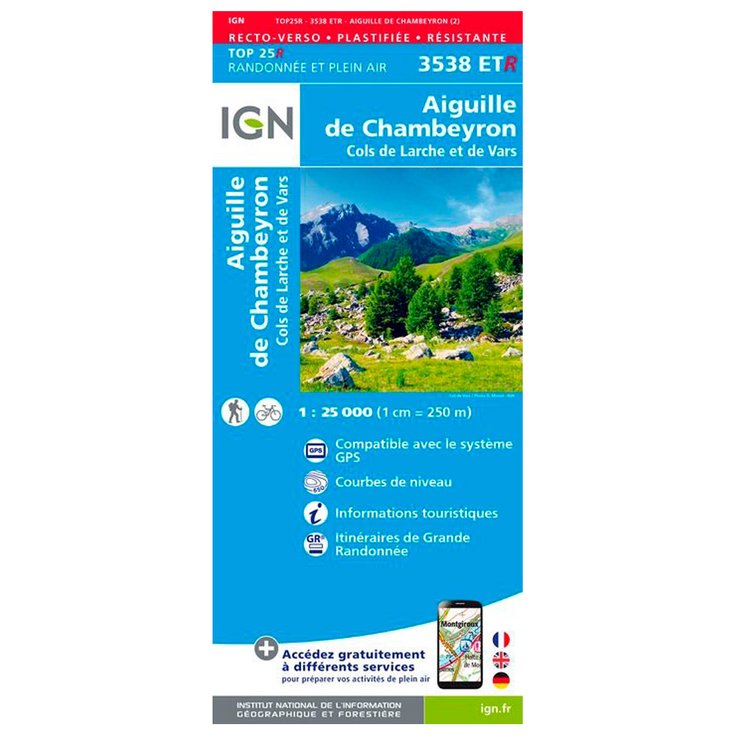 IGN 3538ETR Aiguille du Chambeyron, Cols de Larche et de Vars - Résistante 