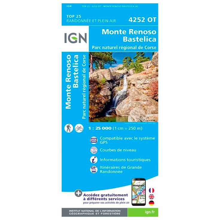 IGN Map 4252OT Monte Renoso, Bastelica, Parc naturel régional de Corse Overview
