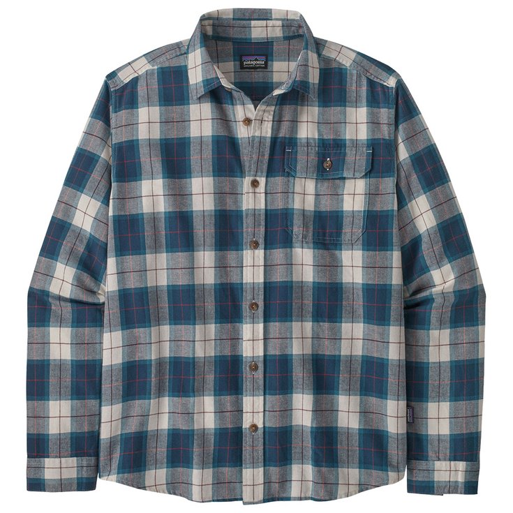 Patagonia Men’s Long-Sleeved Cotton in Conversion Lightweight Fjord Flannel Shirt Beach Plaid: Tidepool Blue 