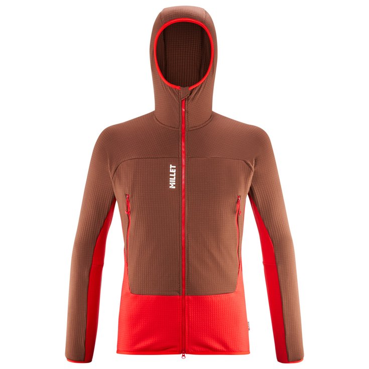 Millet Fleece Fusion Grid Hoodie Rouge Cinnamon Präsentation