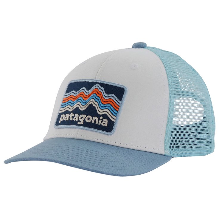 Patagonia Gorra Kid's Trucker Hat Ridge Rise Stripe: Light Plume Grey Presentación