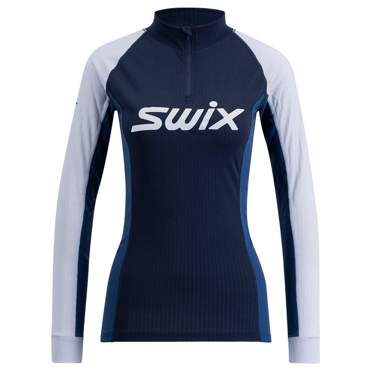 Swix Technical underwear Racex Classic Half Zip W Dark Navy Lake Blue Overview