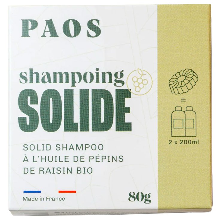 Paos Shampoo Shampoing Solide 80 G.  Huile De Pépins De Raisin Bio Präsentation