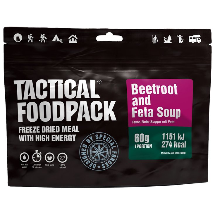 Tactical Foodpack Repas Lyophilisé Soupe Betteraves et Feta 60g Presentación