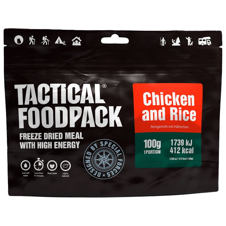 Tactical Foodpack Comida liofilizada Poulet et Riz 100g Presentación