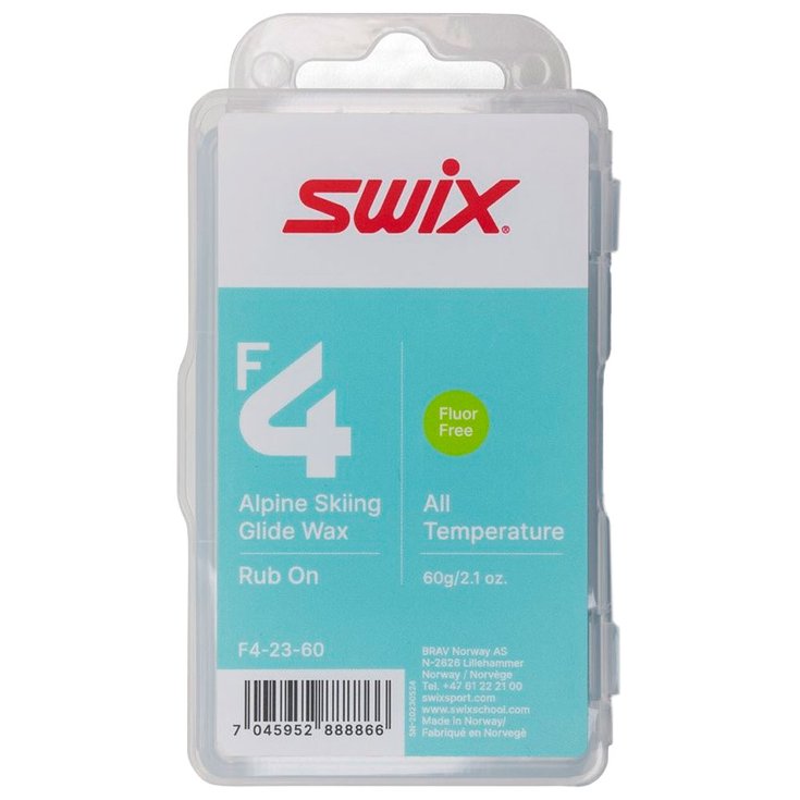 Swix Encerado F4 Glide Wax 60g Rub-On W/Cork Presentación
