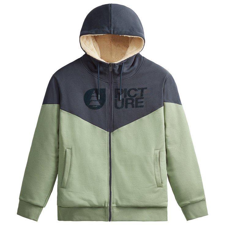 Picture Sweatshirt Basement Plush Zip Dark Blue Green Spray Overview