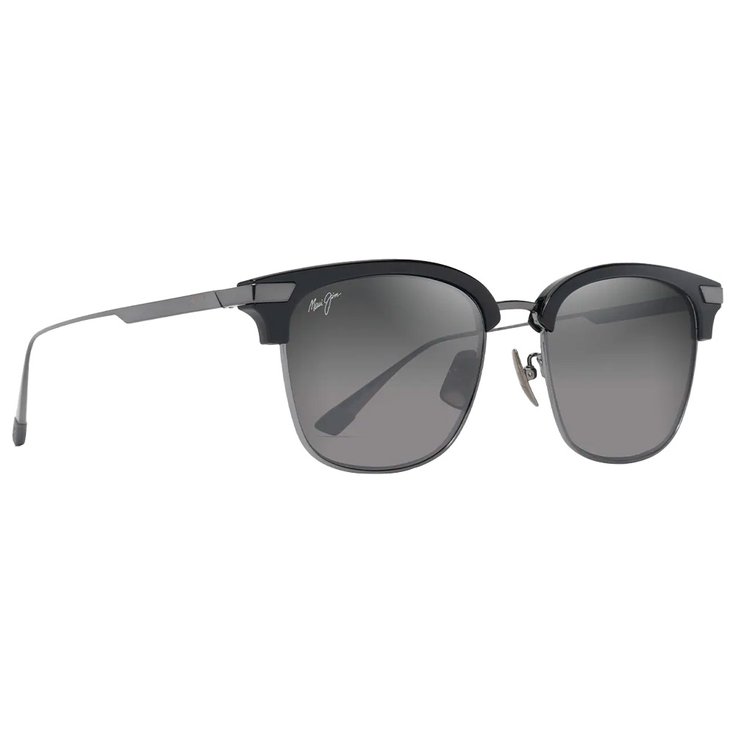 Maui Jim Sunglasses Kalaunu Asian Fit Shiny Black Dark Silver Neutral Grey MauiBrilliant Overview