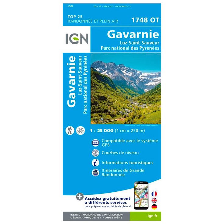 IGN Kaart 1748OT Gavarnie, Luz-Saint-Sauveur, Parc national des Pyrénées Voorstelling