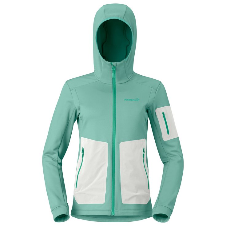 Norrona Chaqueta de alpinismo Falketind Warm 2 Stretch Hood Malachite Green Presentación